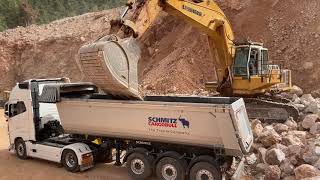 Liebherr 974 Excavator Loading Lorries  SotiriadisLabrianidis Quarry Works [upl. by Lurette164]