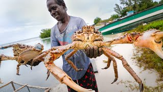 Huge Caribbean KING CRAB 🦀 RUNDOWN Jamaican Seafood Tour  Jamaica 🇯🇲 [upl. by Helmer751]