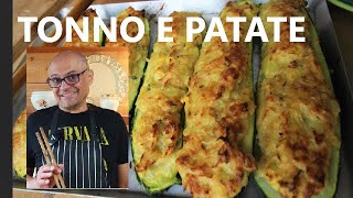 ZUCCHINE TONNO E PATATE SENZA FORNO in padella o anche nel forno zucchine ripiene tonno e patate [upl. by Goebel]