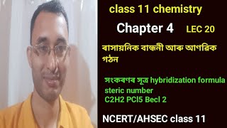 LEC 20। chapter 4। class 11 chemistry chapter 4 in Assamese। steric number। hybridization formula। [upl. by Aydiv]