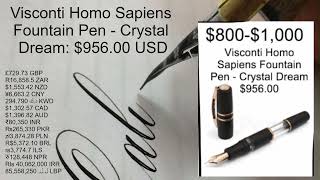 Visconti Homo Sapiens Crystal Dream fountain pen price in 16 currencies 95600 USD [upl. by Roderic]