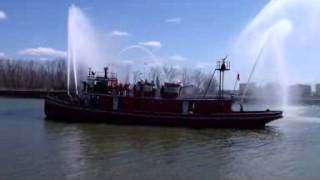 The Fireboat Cotter The Worlds Largest Dyngus Day Squirt Gun Buffalo New York USA [upl. by Olnek]