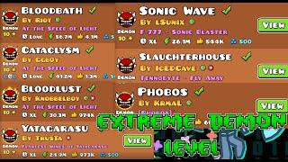 Geometry Dash Completing All My Demon Levels [upl. by Aivatnuhs]