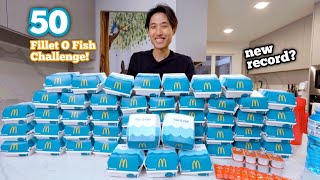 INSANE 50 McDonalds Fillet O Fish Eating Challenge  The Most Fillet O Fish Ever Eaten [upl. by Sisely]