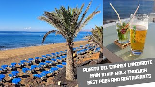 PUERTO DEL CARMEN LANZAROTE  Walking tour seafront promenade bars and restaurants [upl. by Norga]