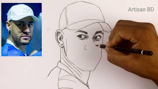 Neymar Jr Face Portrait Drawing  Easy Pencil Sketch [upl. by Born751]