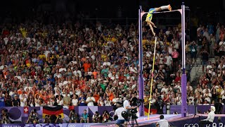 🇸🇪 Swedens Armand Duplantis world record 625M jump in mens pole vault final Paris Olympics 2024 [upl. by Inohtna]