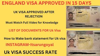 Uk Visa Approved After Rejection  How to make bank statement for Uk visa  List of Documents 🇬🇧🇬🇧 [upl. by Lissy]