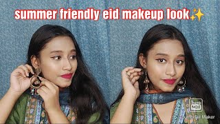 Eid morning makeup look  Summer friendly easy makeup look for eid✨✨ [upl. by Rubia]