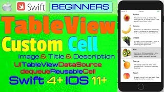 IOS 11 Swift 4 Tutorial  How To Create Custom Cell Tableview  with Image amp Text [upl. by Collier781]