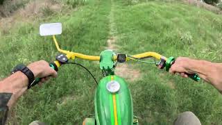 Offroad homemade motorized bike predator 212cc Cruiser John Deere [upl. by Merrielle]