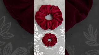 How to make a beautiful hair band with Pink velvet fabric ll EASY SCRUNCHIES DIY CRAFTS shorts diy [upl. by Klemperer834]