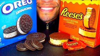 OREO VS REESES ICE CREAM SANDWICHES MUKBANG EATING NO TALKING CANDY TREATS SOUNDS [upl. by Siberson830]