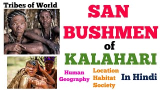 San Bushmen of Kalahari  Bushmen tribe  LocationHabitatSociety  In Hindi [upl. by Lorena]