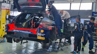 WRC Rally Italia Sardegna 2023 Sordo car gets service after the Fri roll Sordo and Carrera work also [upl. by Mcgean]