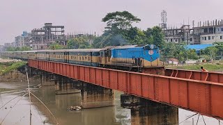 Jamuna Express High speed crossing at Tongi Rail Bridge  EMD Hyundai Rotem  Old vacuum coach [upl. by Lliw]