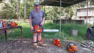 Running the ported 395xp chainsaw x 4 [upl. by Pearla]