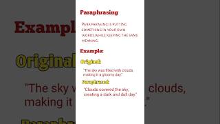 What is Paraphrasing🤔 shortsvideo shorts [upl. by Hutchins]