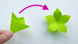 How to make Easy Origami Flower from Sticky Note  NoGlue Tutorial [upl. by Ayifa]