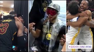 KEVIN DURANT KISSES HIS GIRLFRIEND amp WARRIORS PLAYERS CELEBRATE NBA CHAMPIONSHIP 2018 NBA FINALS 🏆 [upl. by Aerdnac305]