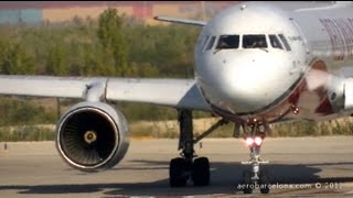 HD 720p RED WINGS Tupolev Tu204100V TAKEOFF BARCELONAEL PRAT [upl. by Formenti]