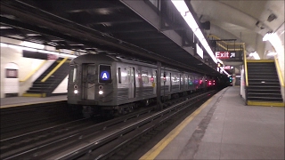 NYC Subway HD 60fps Late Night A Train Action  181st Street 21017 [upl. by Elmo]