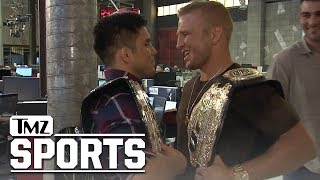 T J Dillashaw and Henry Cejudo Clash Trash Talk In TMZ Newsroom  TMZ Sports [upl. by Alel]