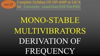 Lec57 Monostable Multivibrator  Derivation of Frequency ot Time Period  OpAmp  R K Classes [upl. by Ardnazil]