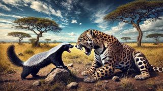 Ratel vs Leopardo TEXUGO DO MEL BOTA LEOPARDO PRA CORRER [upl. by Sonafets218]