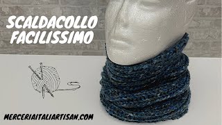 Scaldacollo facilissimo  Punto Brioche ai ferri  video tutorial facile per principianti [upl. by Helaine938]