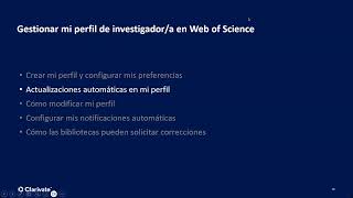 Gestionar mi perfil de investigadora en Web of Science [upl. by Jermain]