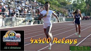 2022 TF  CIFss FINALS  4x400 Relays Girls all 4 divisions [upl. by Iain980]