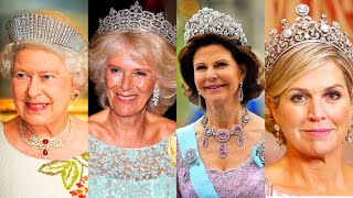 Top Famous and Heavy Royal Crown Ladies Queen Camilla Queen Silvia Queen Maxima viralvideo [upl. by Aihsyla817]