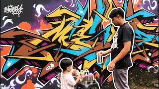 Paint Wildstyle Graffiti With My Son Full Process   Meas Graffiti 2022 [upl. by Rania]