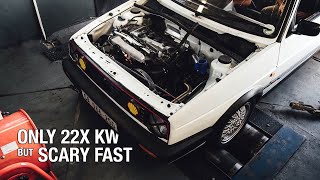 Dyno tuning the 18T big turbo GTX2867 Mk2 Golf GTI on pump fuel and street pulls  pt8 [upl. by Kessiah]