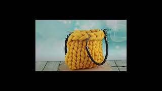 Gelbe Chunkybag bag handtasche handmadeGrobstricktasche damenmode weihnachtsgeschenke [upl. by Arman]