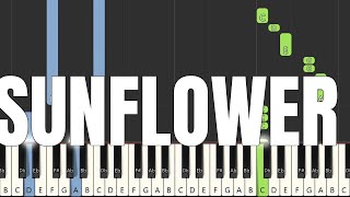 Easy Piano Tutorial  quotSunfulowerquot by Post Malone [upl. by Ahseel669]