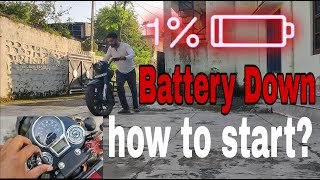 RE classic 350 reborn Battery down  kaise start kare [upl. by Lehplar949]