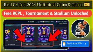 Real cricket 2024 unlimited coins amp tickets trick RCPL 23 tournament amp Stadium Unlock in RC 24 [upl. by Eras]