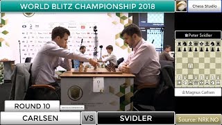 BEAUTIFUL CHECKMATE ON THE BOARD CARLSEN VS SVIDLER  WORLD BLITZ CHAMPIONSHIP 2018 [upl. by Llennahs]