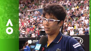 Hyeon Chung on court interview 3R  Australian Open 2018 [upl. by Peta559]