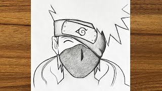 Easy anime drawing  How to draw Kakashi face  How to draw anime step by step [upl. by Eblehs]