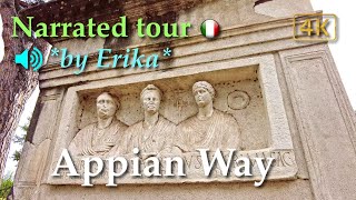 The Appian Way  Via Appia Rome Italy【Narrated Walking Tour】Floating Captions  4K [upl. by Glarum]