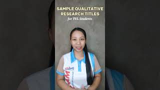 QUALITATIVE RESEARCH TITLES FOR TVL STUDENTS qualitativeresearch researchtitle tvl [upl. by Aydne512]