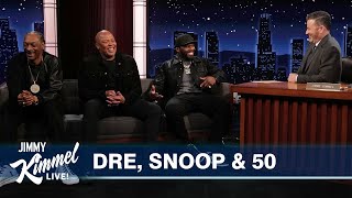 Jimmy Kimmel Interviews Dr Dre Snoop Dogg amp Curtis “50 Cent” Jackson [upl. by Arbua]