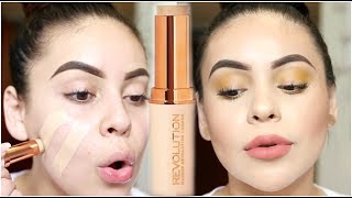 NEW MAKEUP REVOLUTION FAST BASE FOUNDATION STICK REVIEW  DEMO  JuicyJas [upl. by Assele]