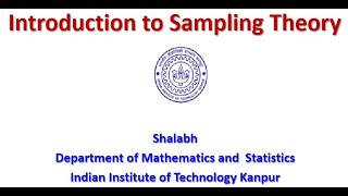 Introduction to the Course on Sampling Theory [upl. by Drawoh]