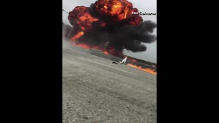 Multiple videos show Cessna crashing into 405 Freeway in Southern California [upl. by Isiah]