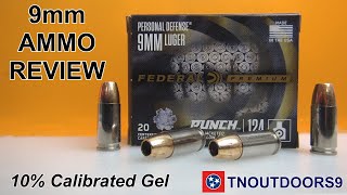 9mm AMMO REVIEW Federal PUNCH 124 gr JHP in Calibrated Gel 2021 [upl. by Dowdell]