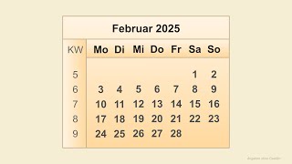 Kalender Februar 2025 [upl. by Colston]